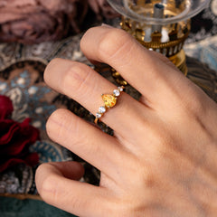 Pear Cut 3 Prong Classic Citrine Wedding Ring Promise Side Stone Anniversary Ring