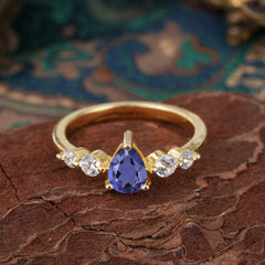 Pear Cut 3 Prong Classic Tanzanite Wedding Ring Promise Side Stone Anniversary Ring