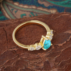 Pear Cut Classic Turquoise Wedding Ring Promise Side Stone Anniversary Ring