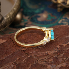 Pear Cut Classic Turquoise Wedding Ring Promise Side Stone Anniversary Ring