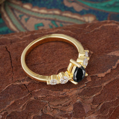 Pear Cut 3 Prong Classic Black Onyx Wedding Ring Promise Side Stone Anniversary Ring