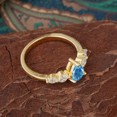 Pear Cut 3 Prong Classic Aquamarine Wedding Ring Promise Side Stone Anniversary Ring