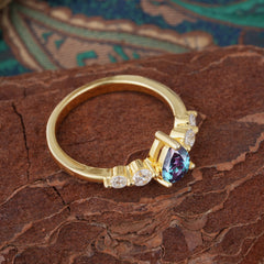 Pear Cut 3 Prong Classic Alexandrite Wedding Ring Promise Side Stone Anniversary Ring