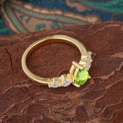 Pear Cut 3 Prong Classic Peridot Wedding Ring Promise Side Stone Anniversary Ring