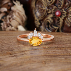 1 Carat Oval Cut Citrine Anniversary Ring Puppy Paw Unique Ring