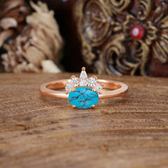 1 Carat Oval Cut 4 Prong Turquoise Anniversary Ring Puppy Paw Unique Ring