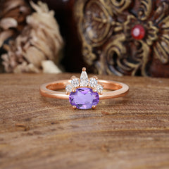 1 Carat Oval Cut Amethyst Anniversary Ring Puppy Paw Unique Ring