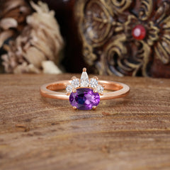 1 Carat Oval Cut Amethyst Anniversary Ring Puppy Paw Unique Ring