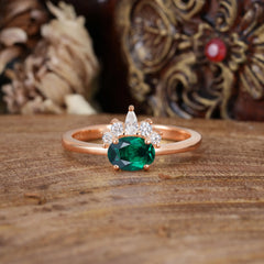 1 Carat Oval Cut Emerald Anniversary Ring Puppy Paw Unique Ring