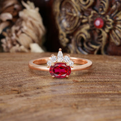 1 Carat Oval Cut Ruby Anniversary Ring Puppy Paw Unique Ring