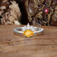 1 Carat Oval Cut Citrine Anniversary Ring Puppy Paw Unique Ring