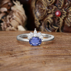 1 Carat Oval Cut Tanzanite Anniversary Ring Puppy Paw Unique Ring