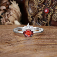 1 Carat Oval Cut 4 Prong Garnet Anniversary Ring Puppy Paw Unique Ring