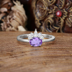 1 Carat Oval Cut Amethyst Anniversary Ring Puppy Paw Unique Ring