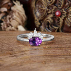 1 Carat Oval Cut Amethyst Anniversary Ring Puppy Paw Unique Ring