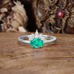 1 Carat Oval Cut Emerald Anniversary Ring Puppy Paw Unique Ring