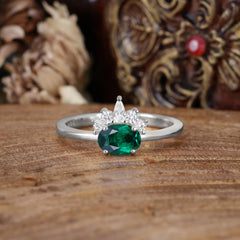 1 Carat Oval Cut Emerald Anniversary Ring Puppy Paw Unique Ring