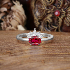 1 Carat Oval Cut Ruby Anniversary Ring Puppy Paw Unique Ring