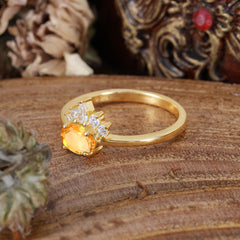 1 Carat Oval Cut Citrine Anniversary Ring Puppy Paw Unique Ring