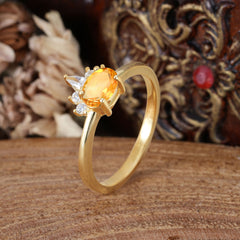 1 Carat Oval Cut Citrine Anniversary Ring Puppy Paw Unique Ring