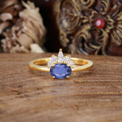 1 Carat Oval Cut Tanzanite Anniversary Ring Puppy Paw Unique Ring