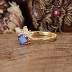 1 Carat Oval Cut Tanzanite Anniversary Ring Puppy Paw Unique Ring