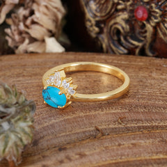 1 Carat Oval Cut 4 Prong Turquoise Anniversary Ring Puppy Paw Unique Ring