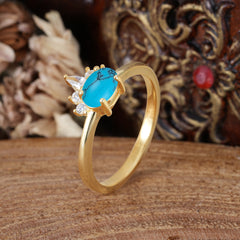 1 Carat Oval Cut 4 Prong Turquoise Anniversary Ring Puppy Paw Unique Ring