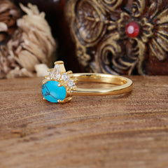 1 Carat Oval Cut 4 Prong Turquoise Anniversary Ring Puppy Paw Unique Ring