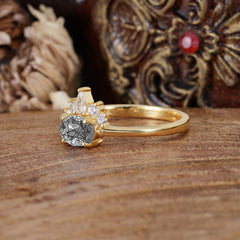 1 Carat Oval Cut 4 Prong Black Rutilated Quartz Anniversary Ring Puppy Paw Unique Ring