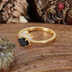1 Carat Oval Cut Black Onyx Anniversary Ring Puppy Paw Unique Ring