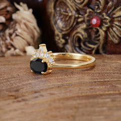 1 Carat Oval Cut Black Onyx Anniversary Ring Puppy Paw Unique Ring