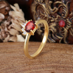 1 Carat Oval Cut 4 Prong Garnet Anniversary Ring Puppy Paw Unique Ring