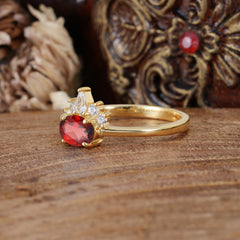 1 Carat Oval Cut 4 Prong Garnet Anniversary Ring Puppy Paw Unique Ring