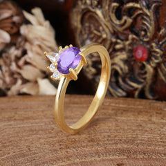 1 Carat Oval Cut Amethyst Anniversary Ring Puppy Paw Unique Ring