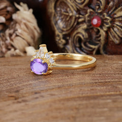 1 Carat Oval Cut Amethyst Anniversary Ring Puppy Paw Unique Ring