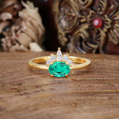 1 Carat Oval Cut Emerald Anniversary Ring Puppy Paw Unique Ring