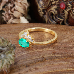 1 Carat Oval Cut Emerald Anniversary Ring Puppy Paw Unique Ring
