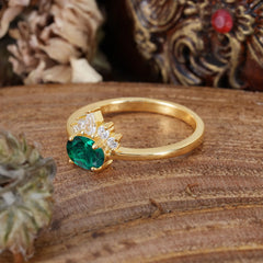 1 Carat Oval Cut Emerald Anniversary Ring Puppy Paw Unique Ring