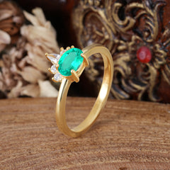 1 Carat Oval Cut Emerald Anniversary Ring Puppy Paw Unique Ring