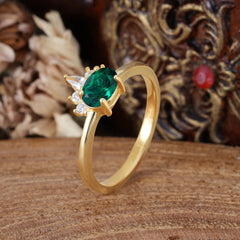 1 Carat Oval Cut Emerald Anniversary Ring Puppy Paw Unique Ring