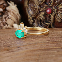 1 Carat Oval Cut Emerald Anniversary Ring Puppy Paw Unique Ring