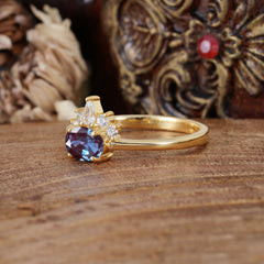 1 Carat Oval Cut Alexandrite Anniversary Ring Puppy Paw Unique Ring