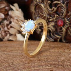 1 Carat Oval Cut Moonstone Anniversary Ring Puppy Paw Unique Ring