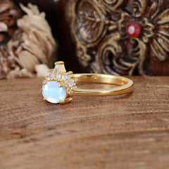 1 Carat Oval Cut Moonstone Anniversary Ring Puppy Paw Unique Ring