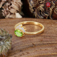 1 Carat Oval Cut 4 Prong Peridot Anniversary Ring Puppy Paw Unique Ring