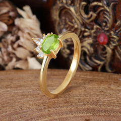 1 Carat Oval Cut 4 Prong Peridot Anniversary Ring Puppy Paw Unique Ring