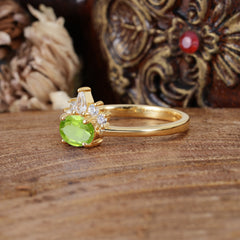 1 Carat Oval Cut 4 Prong Peridot Anniversary Ring Puppy Paw Unique Ring
