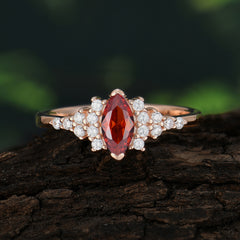 Marquise Cut Vintage Garnet Engagement Ring Wedding Ring