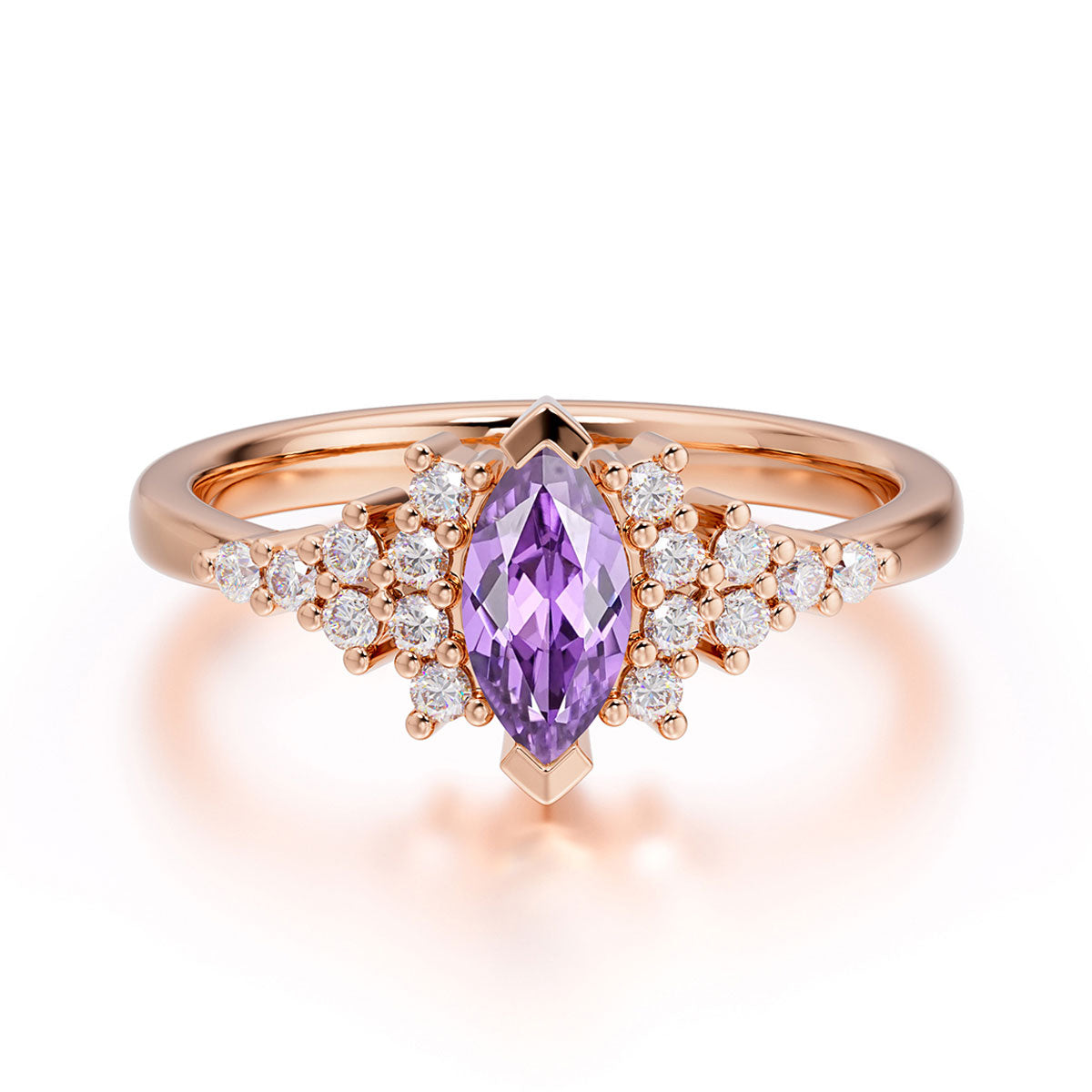 Marquise Cut Vintage Amethyst Engagement Ring Wedding Ring